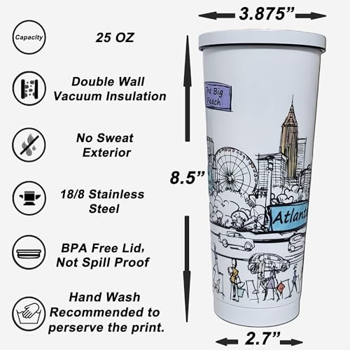 25 Oz Vacuum Insulated Stainless Steel Tumbler with Lids & Straw B70802