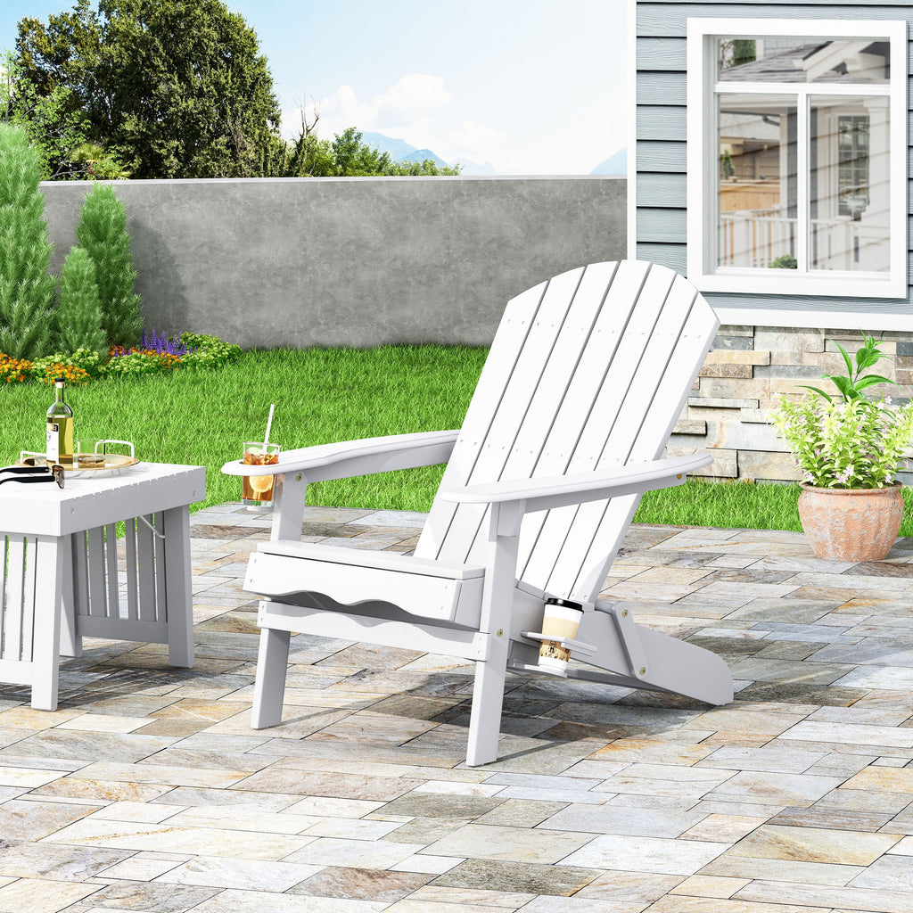 White Acacia Wood Folding Adirondack Chair W690351