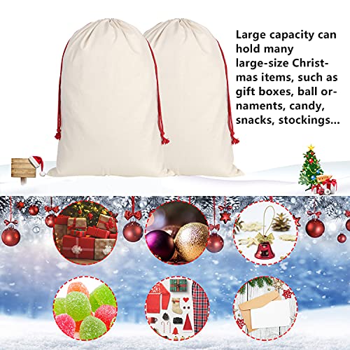 6 Pack Large Christmas Canvas Cotton Santa Sacks with Drawstrings Z5429