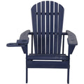 Navy Blue Wooden Adirondack Chair with Cup Holder D8408