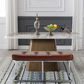 39 Inch Upholstered Leather Dining Bench with Metal Legs V364
