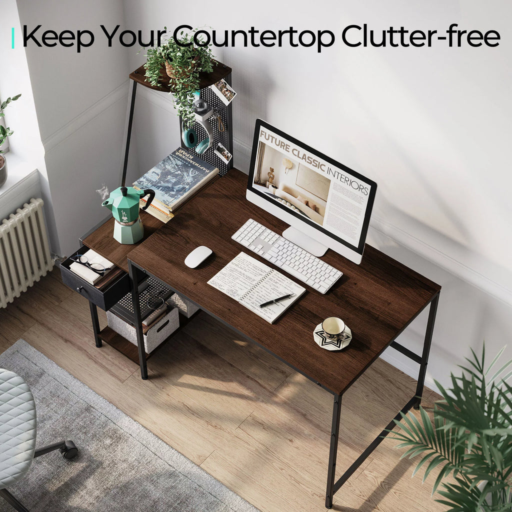 48 Inch Computer Desk with Shelves and Storage Drawer B896407