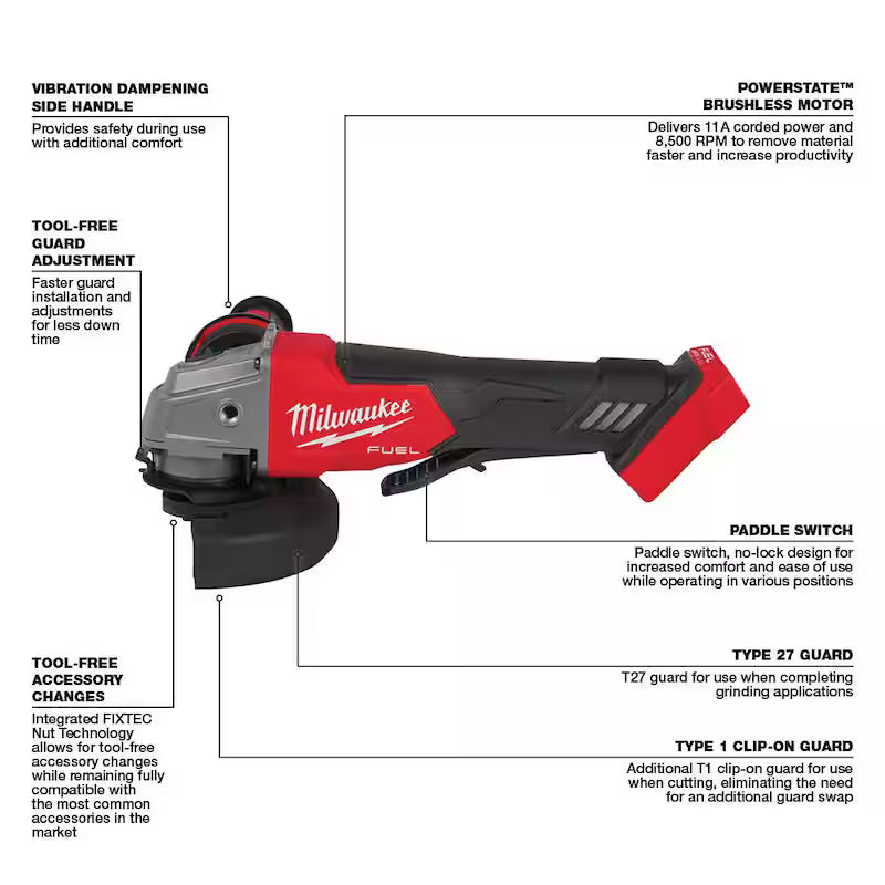 18-Volt Lithium-Ion Brushless Cordless 4-1/2 in./5 in. Grinder with Starter Kit J970
