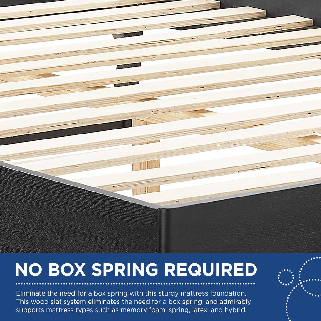 Black Wood Full Size Platform Bed Frame E454