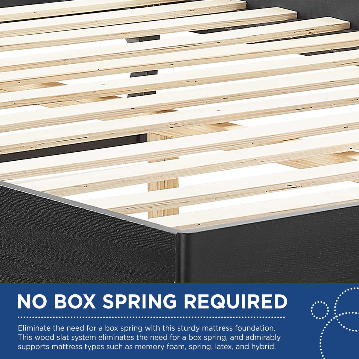 Black Wood Full Size Platform Bed Frame E454