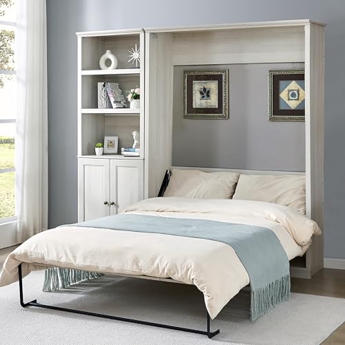 Full Size Brown Murphy Bed with Charging Station E393