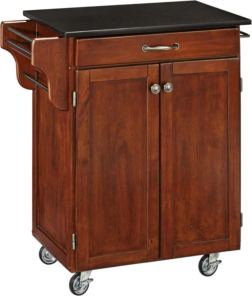 Cherry 2 Door Kitchen Cart with Oak Top V734393