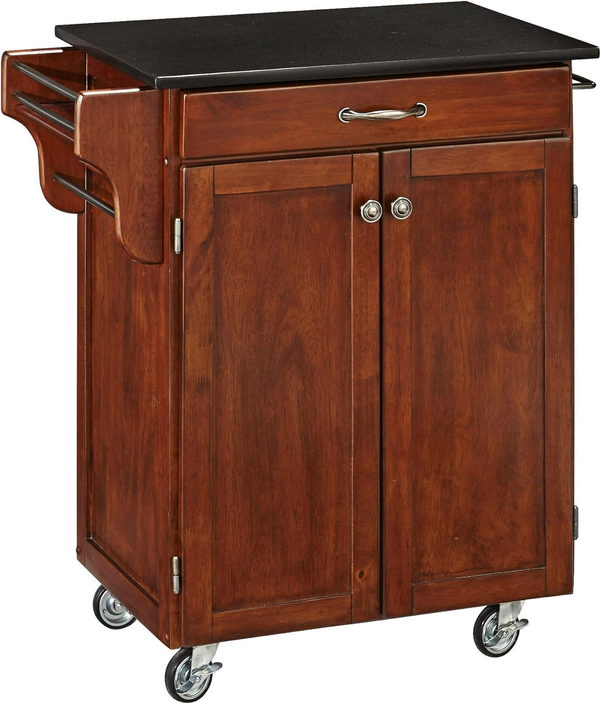 Cherry 2 Door Kitchen Cart with Oak Top V734393
