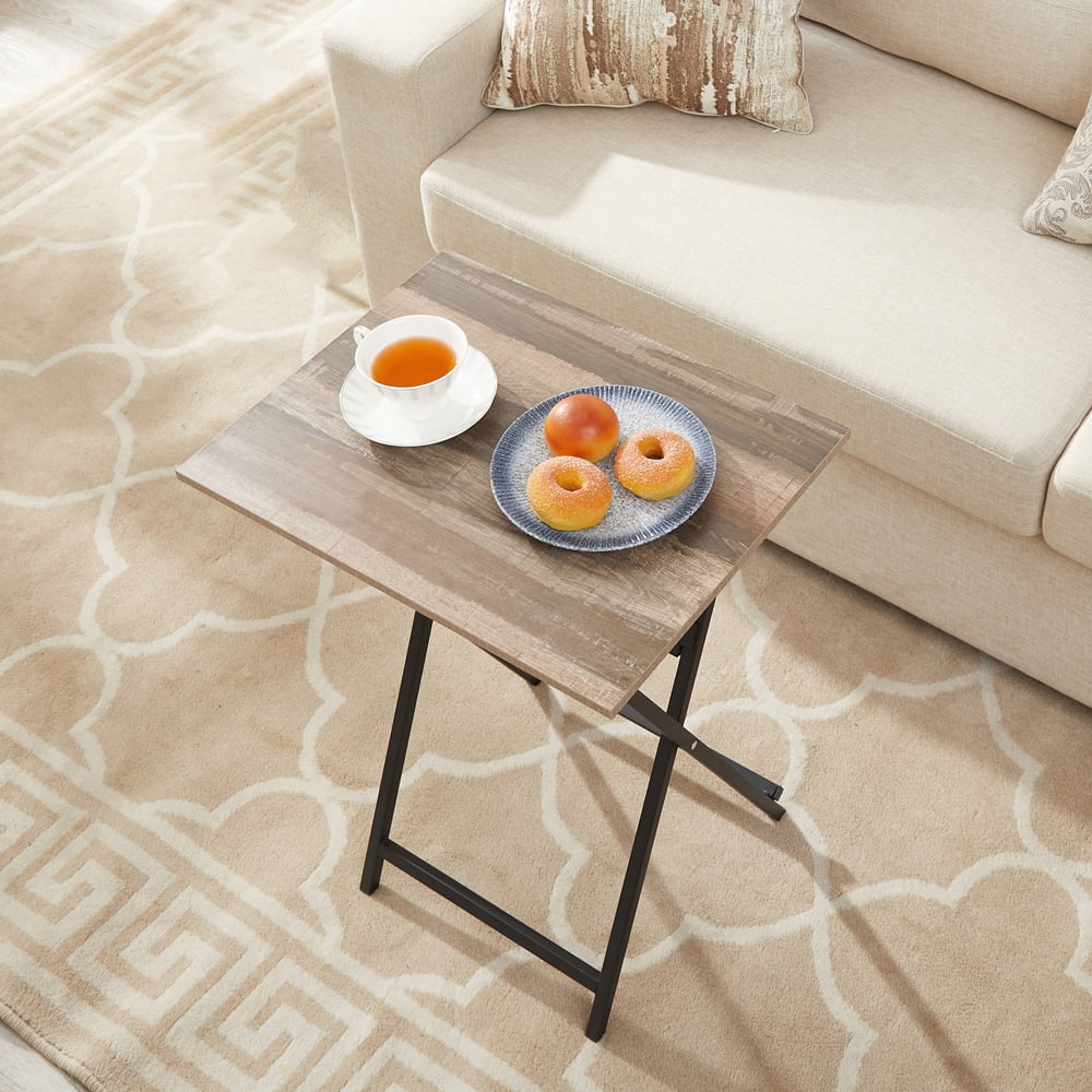 Folding Tray Side Table, Rustic Brown and Black B216