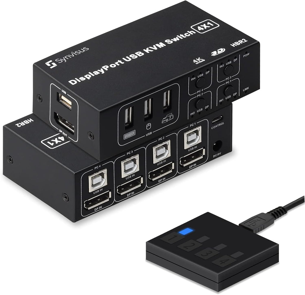 DisplayPort KVM Switch 4 Port 4K@60Hz 4 in 1 Out USB L943048