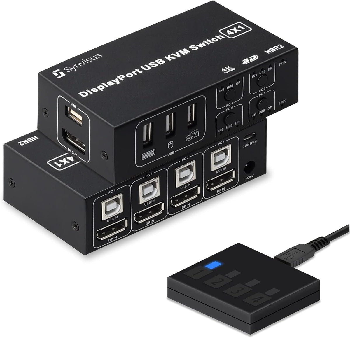 DisplayPort KVM Switch 4 Port 4K@60Hz 4 in 1 Out USB L943048