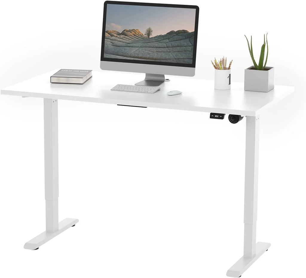Electric Height Adjustable Desk with White Frame and White Top B503
