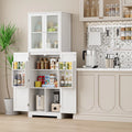 White Frosted Glass Kitchen Pantry Cabinet D8806