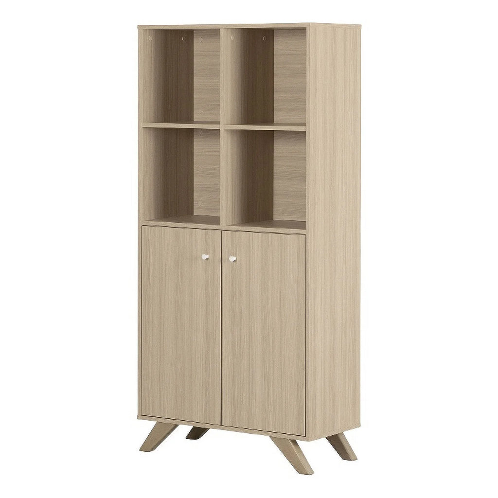 Contemporary Bookcase with 2 Doors & 4 Open Storage Spaces H3928