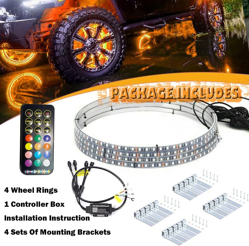 17IN RGB LED Wheel Ring Light Kit 4PCS Single Row Waterproof W392