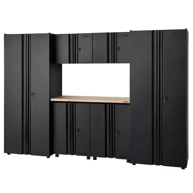7 Piece Welded Steel Garage Storage System Black N919292