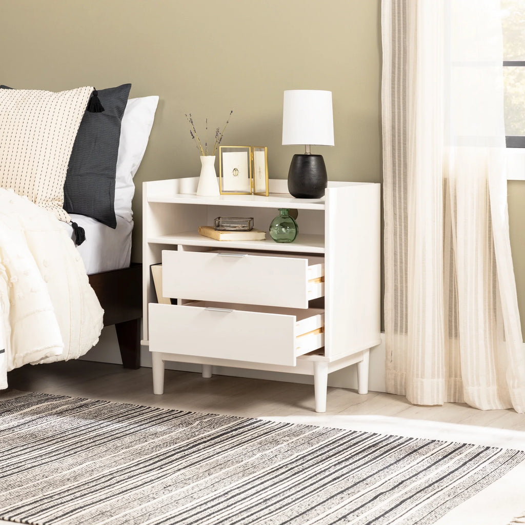 White 2-Drawer Wood Nightstand U4751