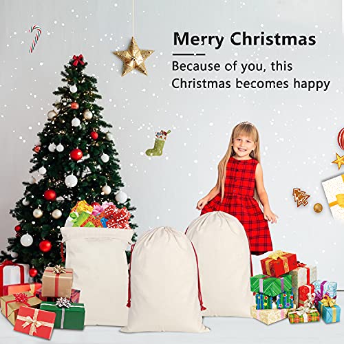 6 Pack Large Christmas Canvas Cotton Santa Sacks with Drawstrings Z5429