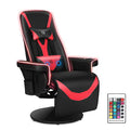 Black White Ergonomic Recliner Gaming Chair with Footrest and Cupholders J21111