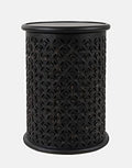 Antique Black Hardwood Drum End Table G889