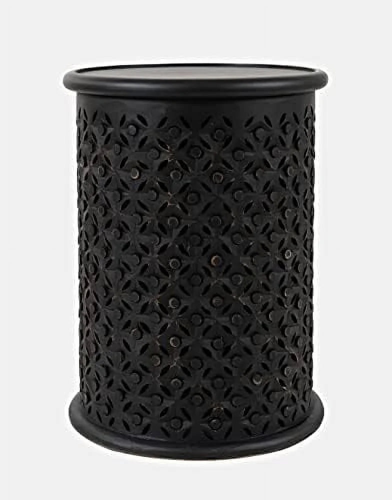 Antique Black Hardwood Drum End Table G889