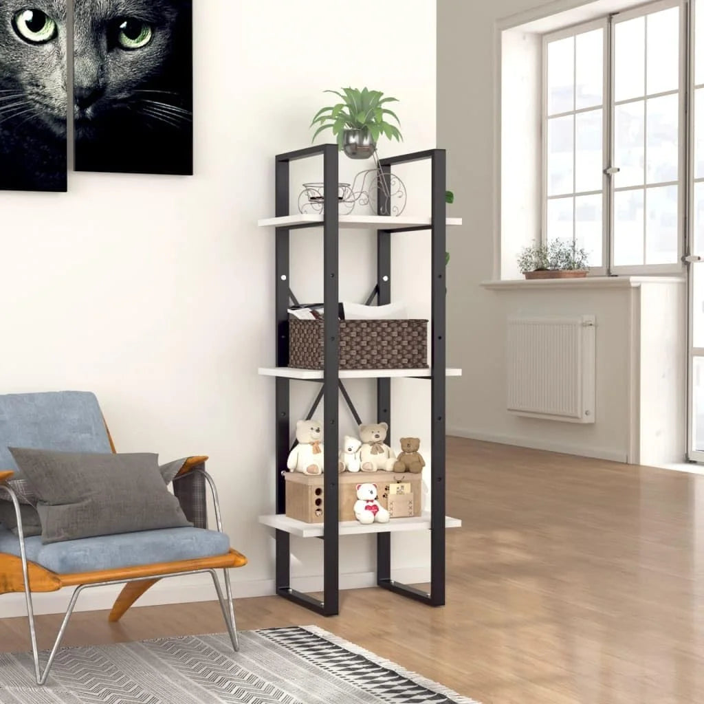 White 3-Tier Engineered Wood Bookshelf K7436