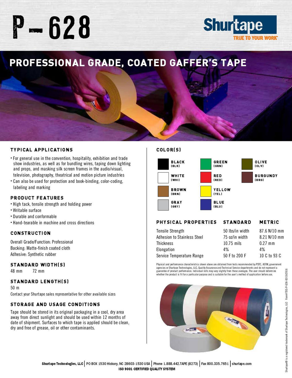 White Gaffers Tape 48mm x 50m Case of 24 Rolls T643