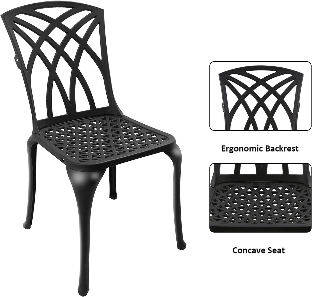Black Set of 2 Cast Aluminum Outdoor Dining Chairs U497250