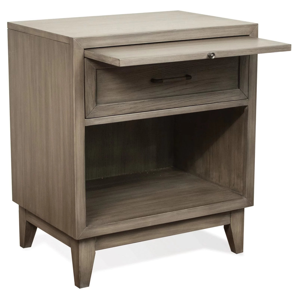 Gray Wash Wood One-Drawer Nightstand O7032
