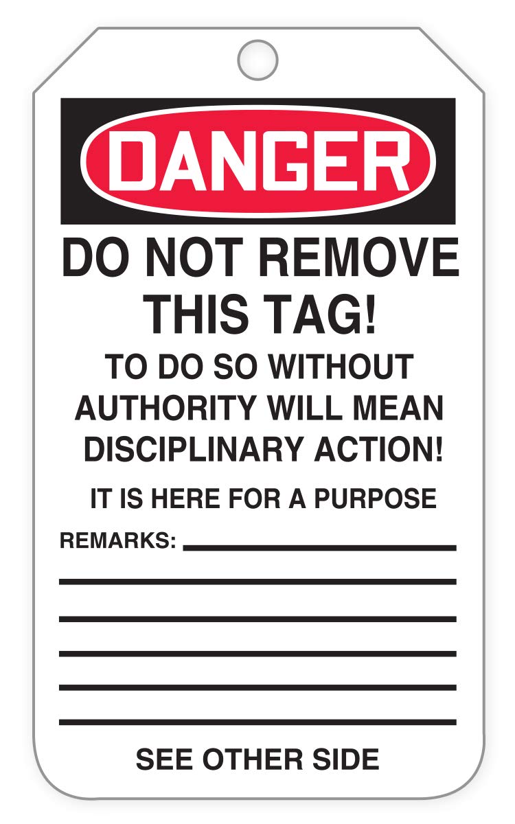 Danger DO NOT Operate Tags K73427