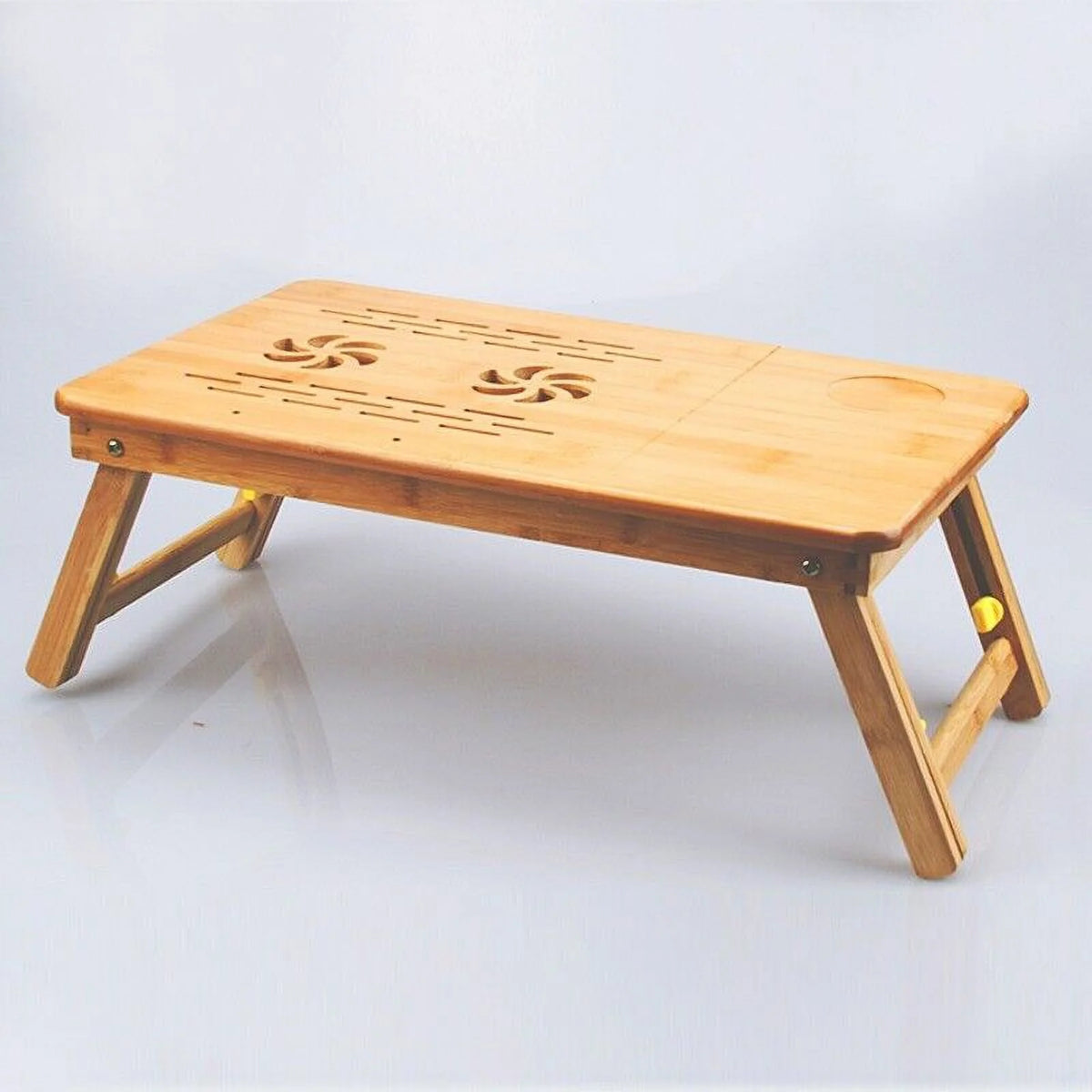 22" Bamboo Folding Laptop Stand with Drawer D112