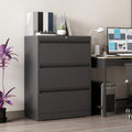 3 Drawer Black Metal Lateral File Cabinet with Lock J1775