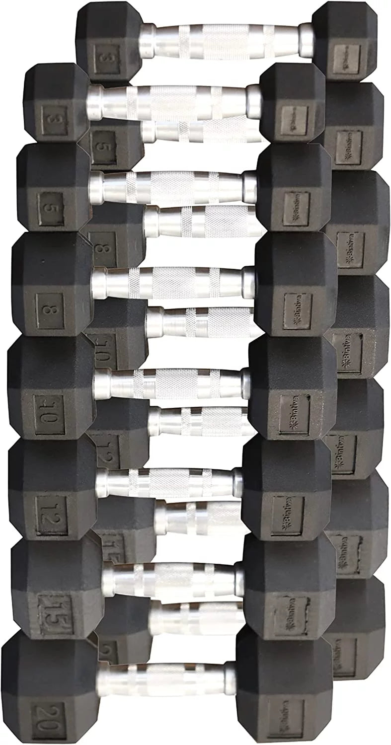 Rubber Coated Hexagon Dumbbells Pairs H532550