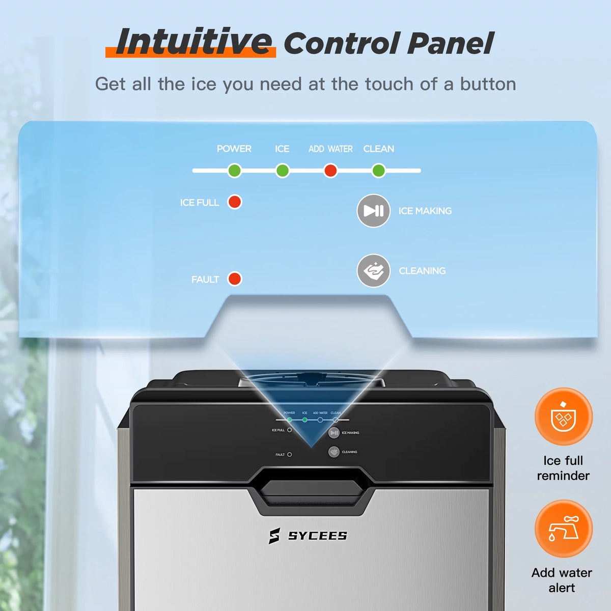 Nugget Ice Maker Countertop, 55lbs/24h, Self-Cleaning Pellet Ice Machine S7240