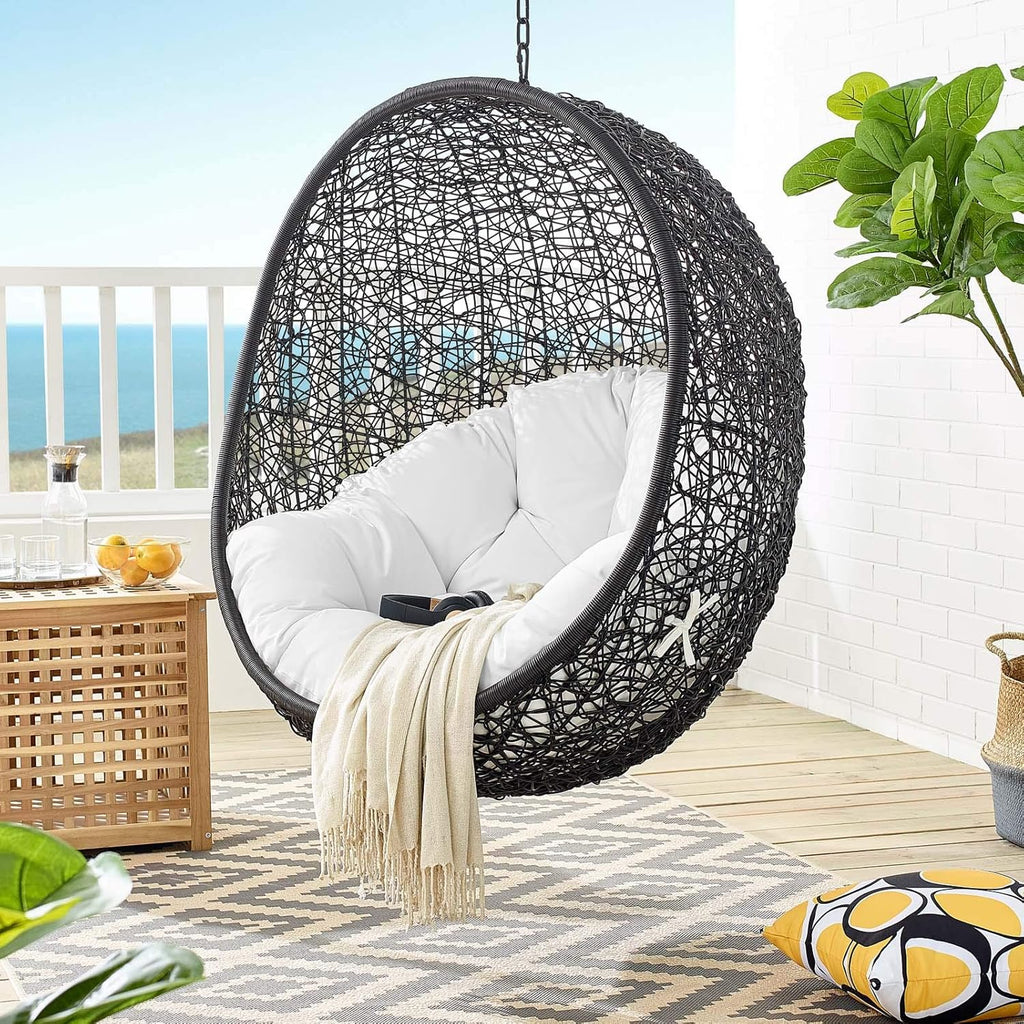 Black White Outdoor Patio Lounge Chair L145603