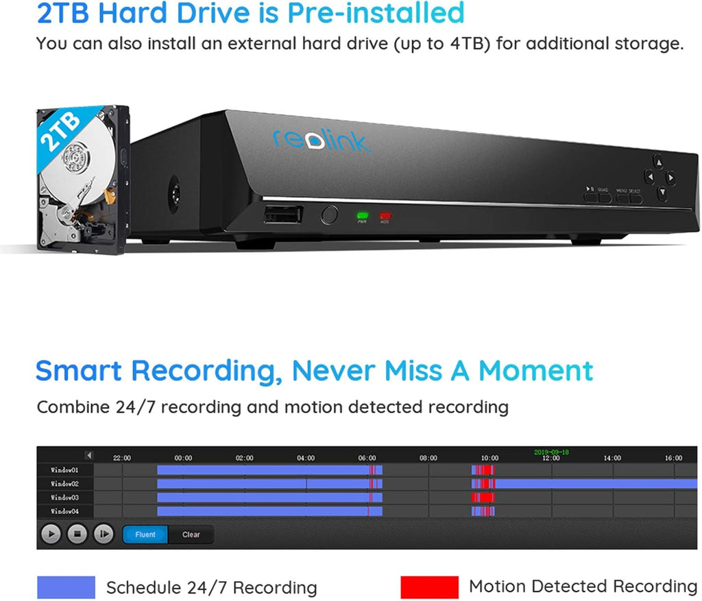 4K PoE 8 Channel NVR with 2TB Hard Drive G469