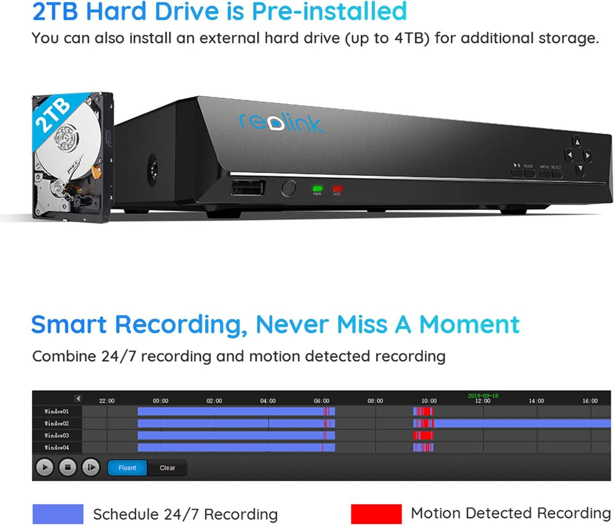 4K PoE 8 Channel NVR with 2TB Hard Drive G469