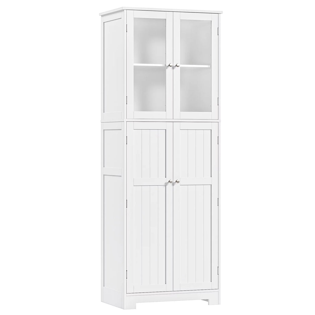 White Frosted Glass Kitchen Pantry Cabinet D8806