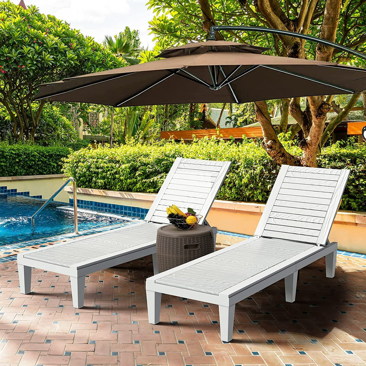 Black Adjustable Outdoor Lounge Chairs D29800