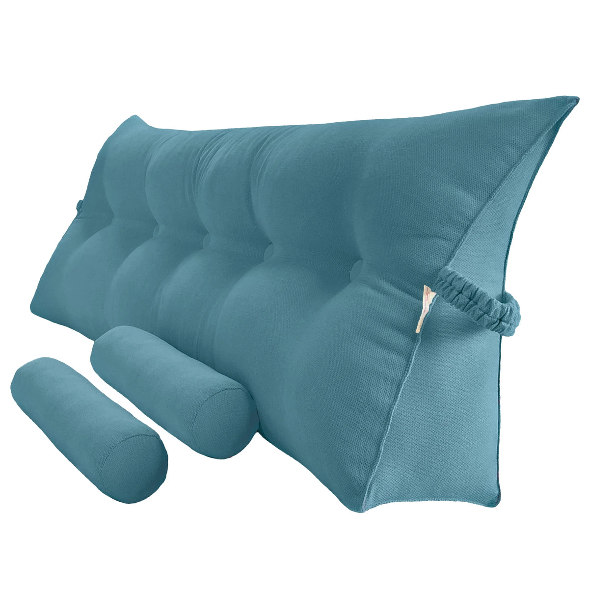 Teal Blue King Size Wedge Pillow with Detachable Roll Pillows Z67095