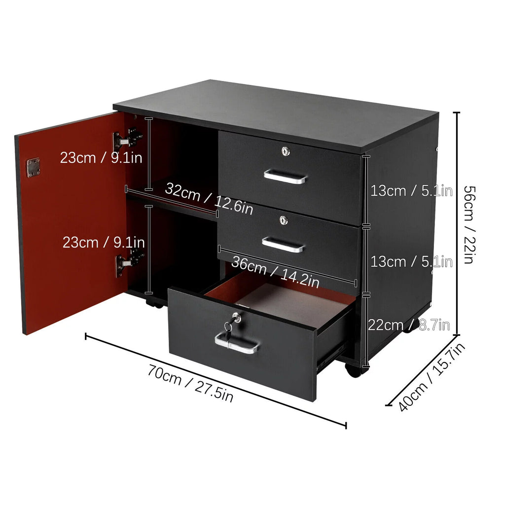Mobile File Cabinet 3 Drawers with Wheels Z6391