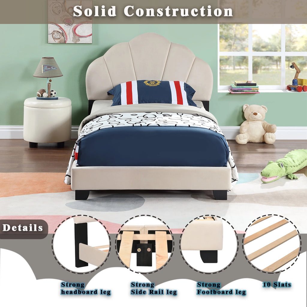 Pink Upholstered Twin Size Platform Bed E4889