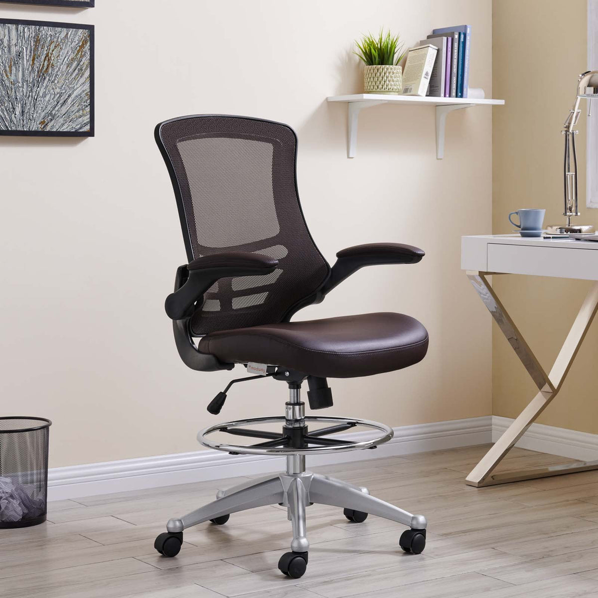 Brown Vinyl Drafting Chair Y585231