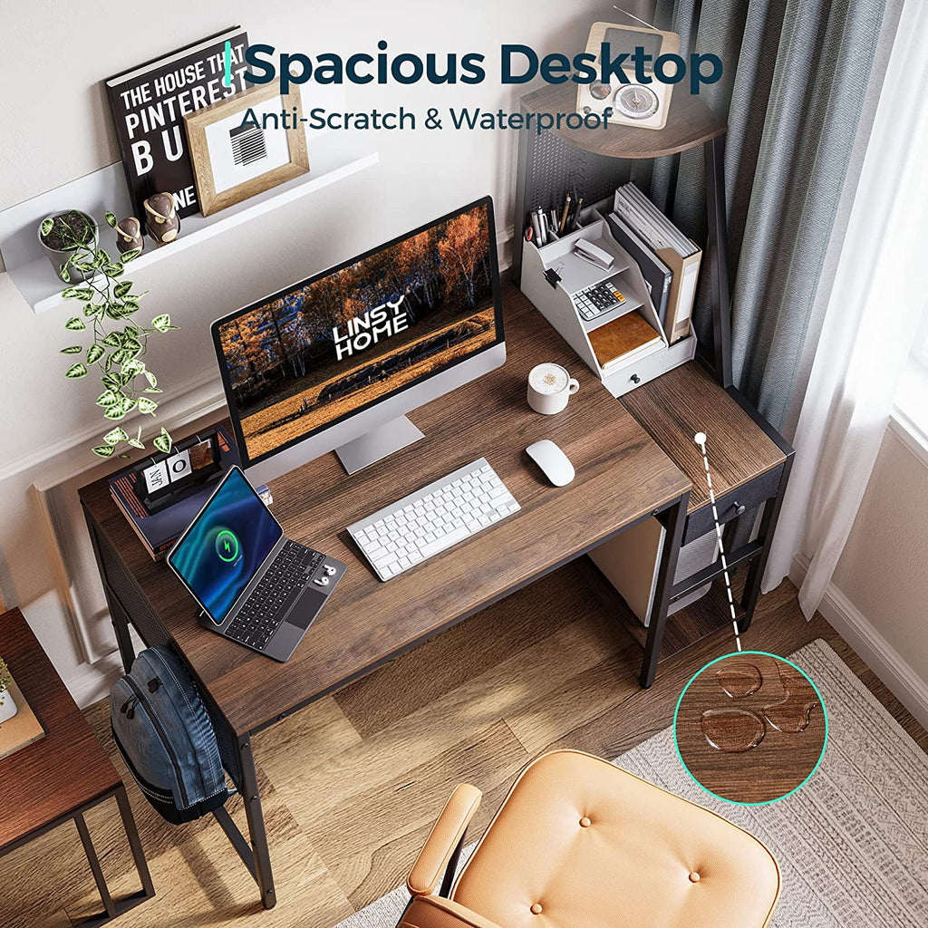 48 Inch Computer Desk with Shelves and Storage Drawer B896407