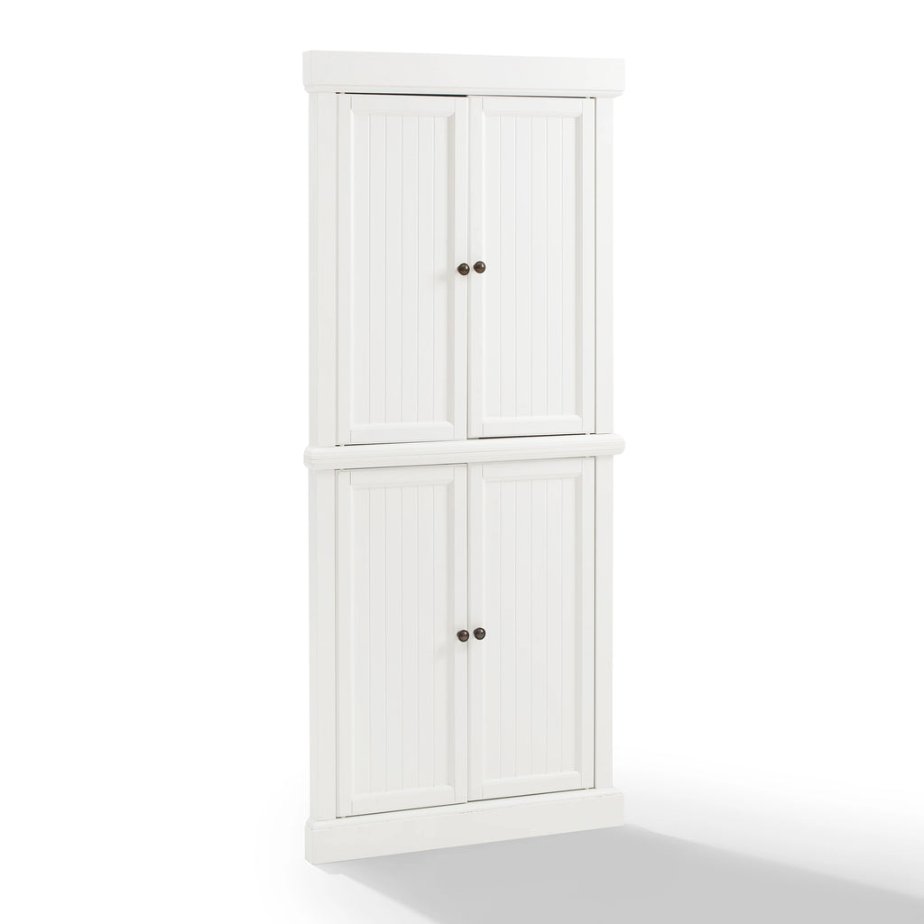 White 2-Piece Wood Stackable Corner Pantry V523786