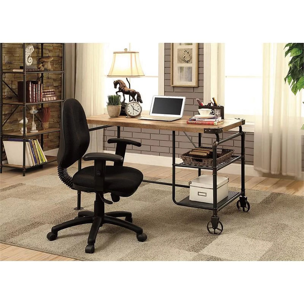 Metal Writing Desk with Casters in Antique Black J378341