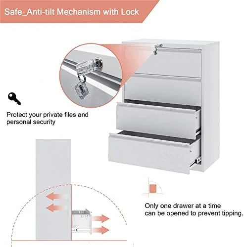 Black 2 Drawer Metal File Cabinet with Lock P34768