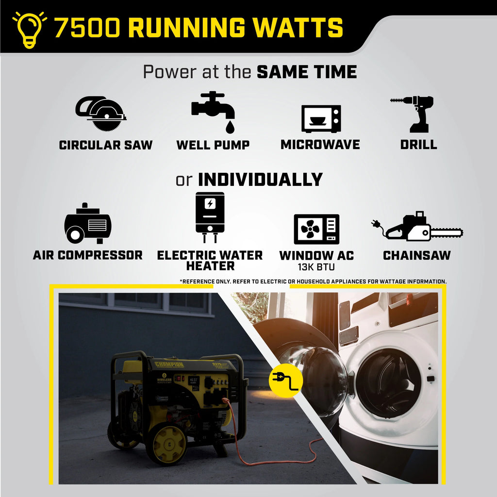 9375/7500-Watt Portable Generator with Wireless Remote Start J24160