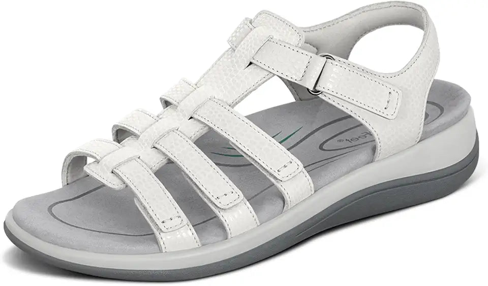 White Leather Adjustable Orthopedic Sandals M31775