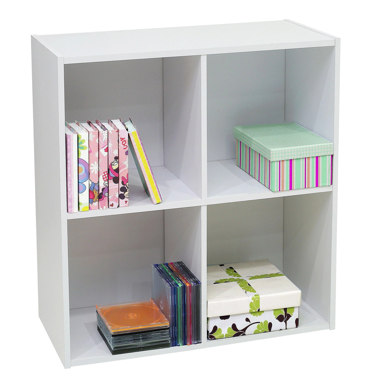 White 4 Cube Wood Bookcase & Storage Organizer Y216